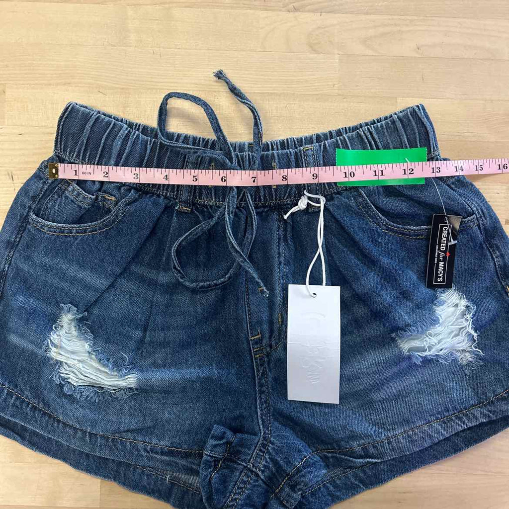 Indigo Rein Juniors' Distressed Drawstring Denim Shorts - Dark Wash - 3