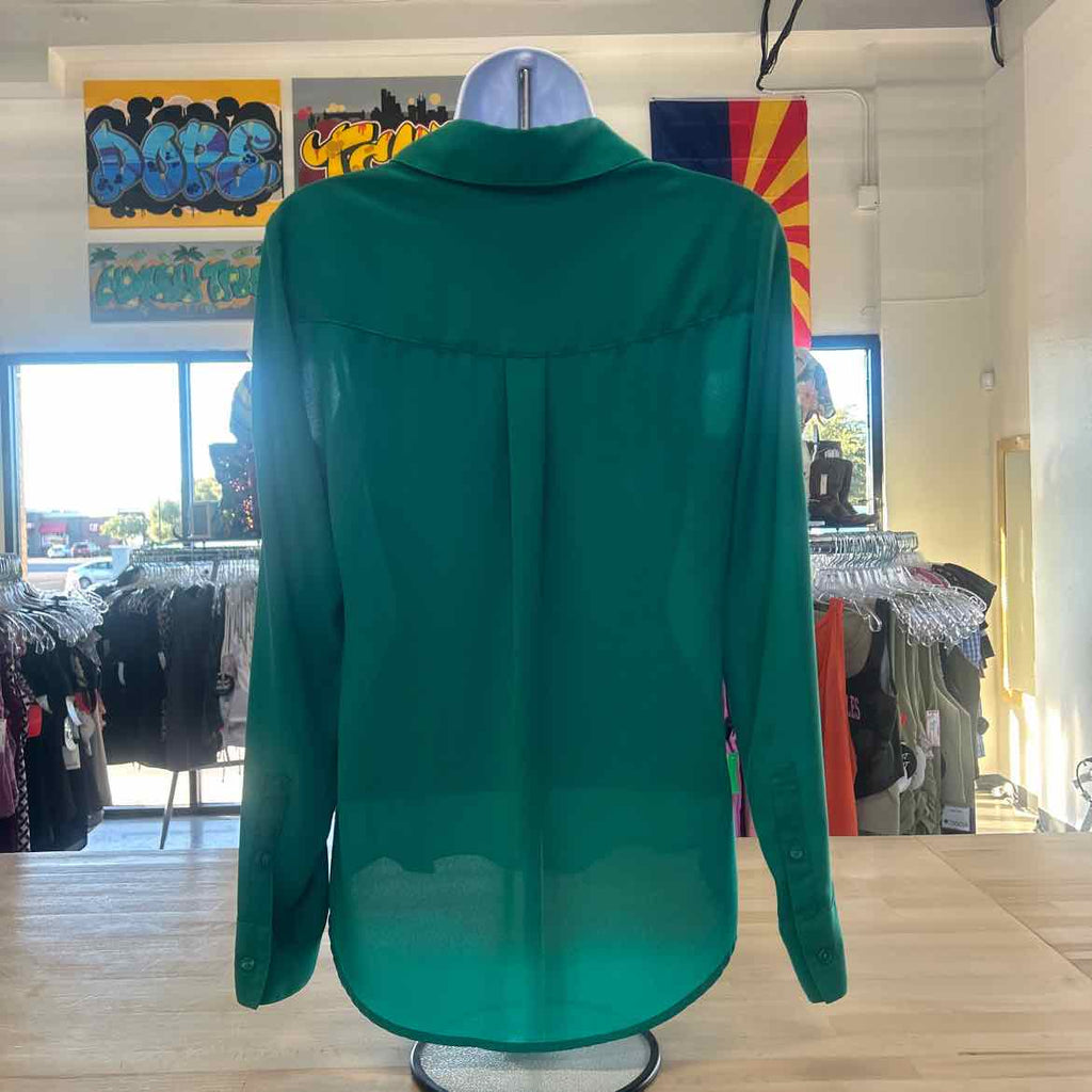 Express Size XS Green Preloved Button Down LS
