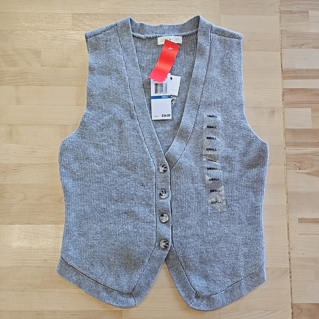 Ultra Flirt Juniors' V-Neck Button-Front Sweater Vest
