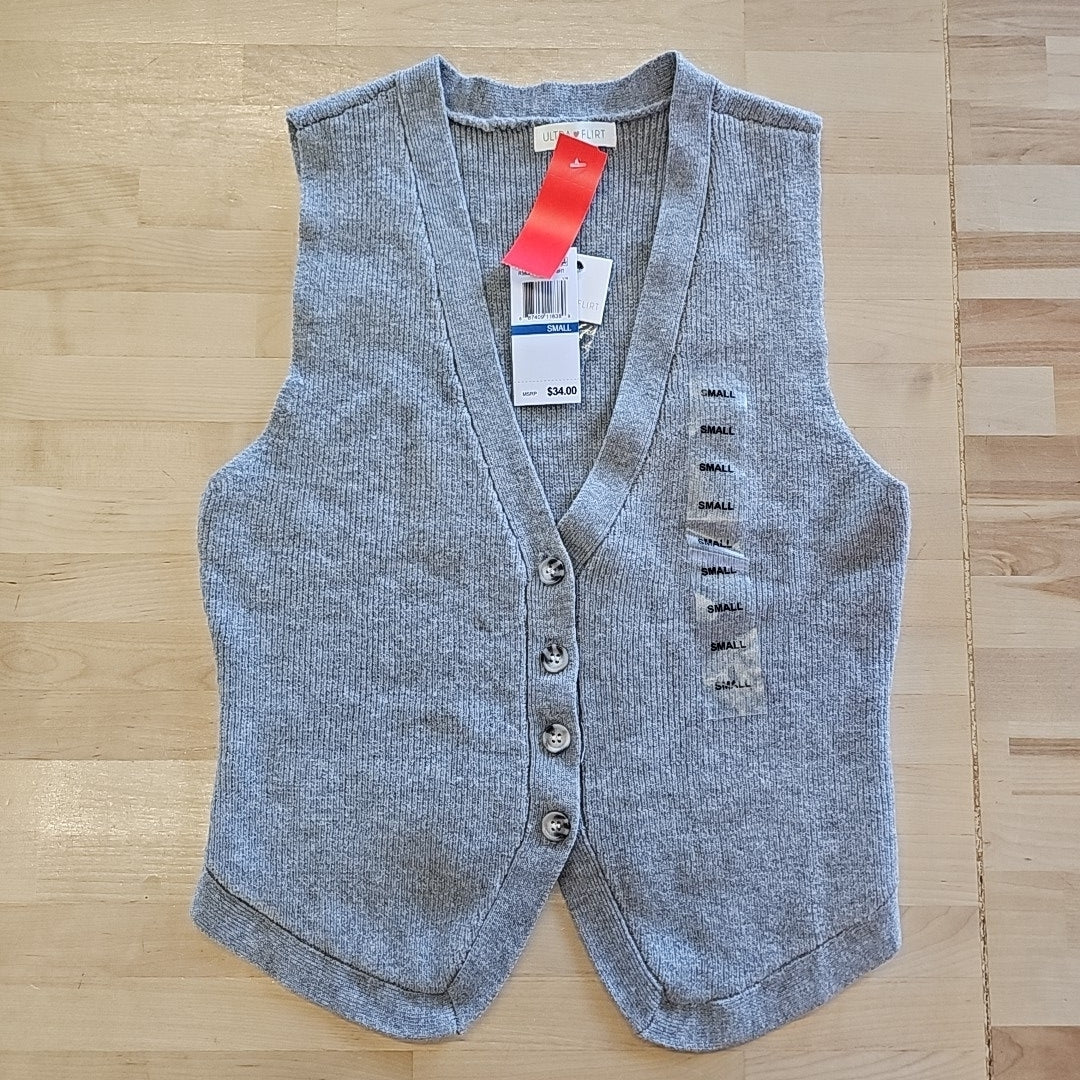 Ultra Flirt Juniors' V-Neck Button-Front Sweater Vest
