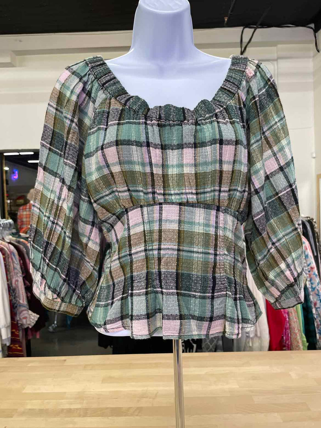 Free People Size XS Blue & Green Blouse