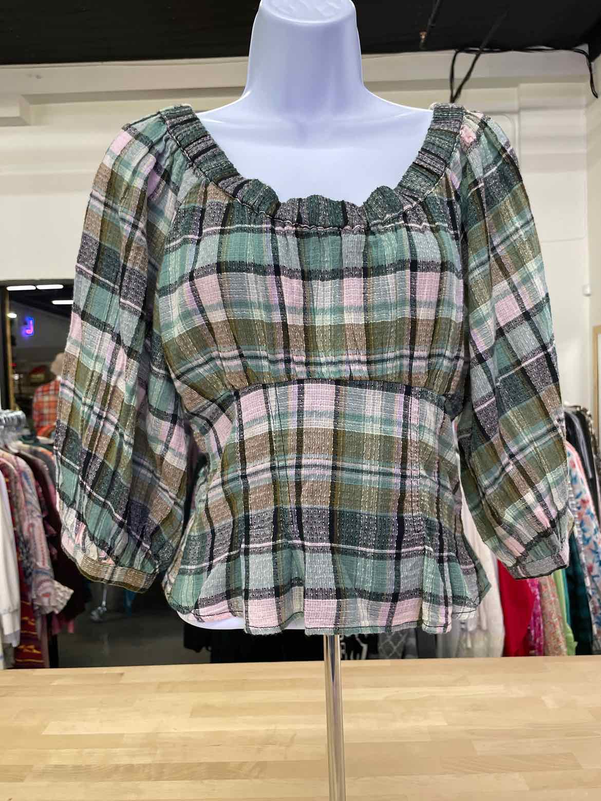 Free People Size XS Blue & Green Blouse