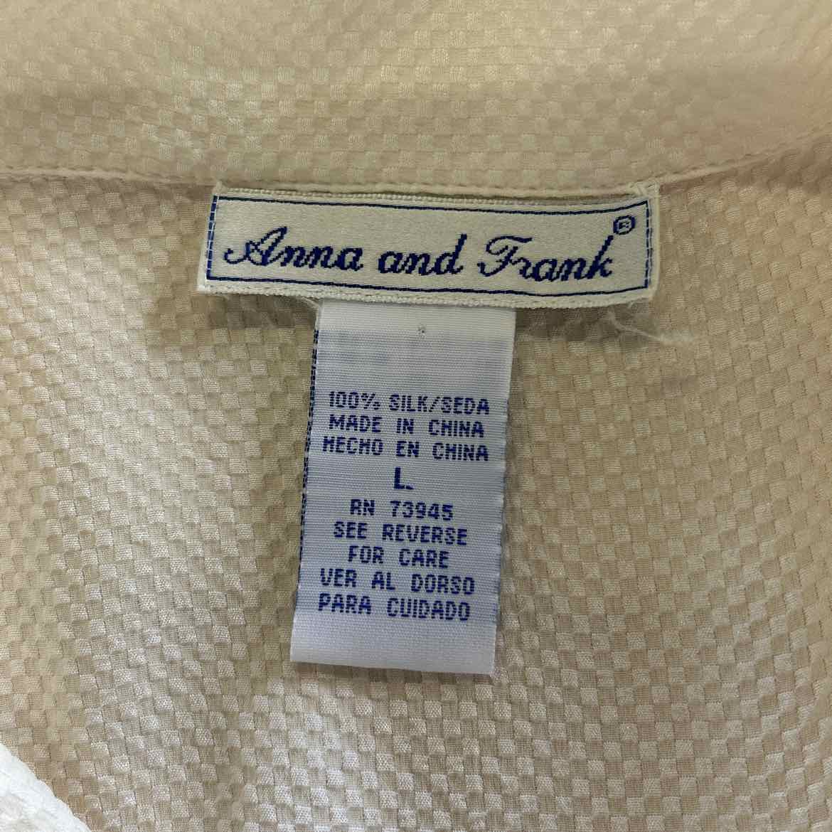 Anna & Frank Size L Cream Silk Preloved Button Down SS