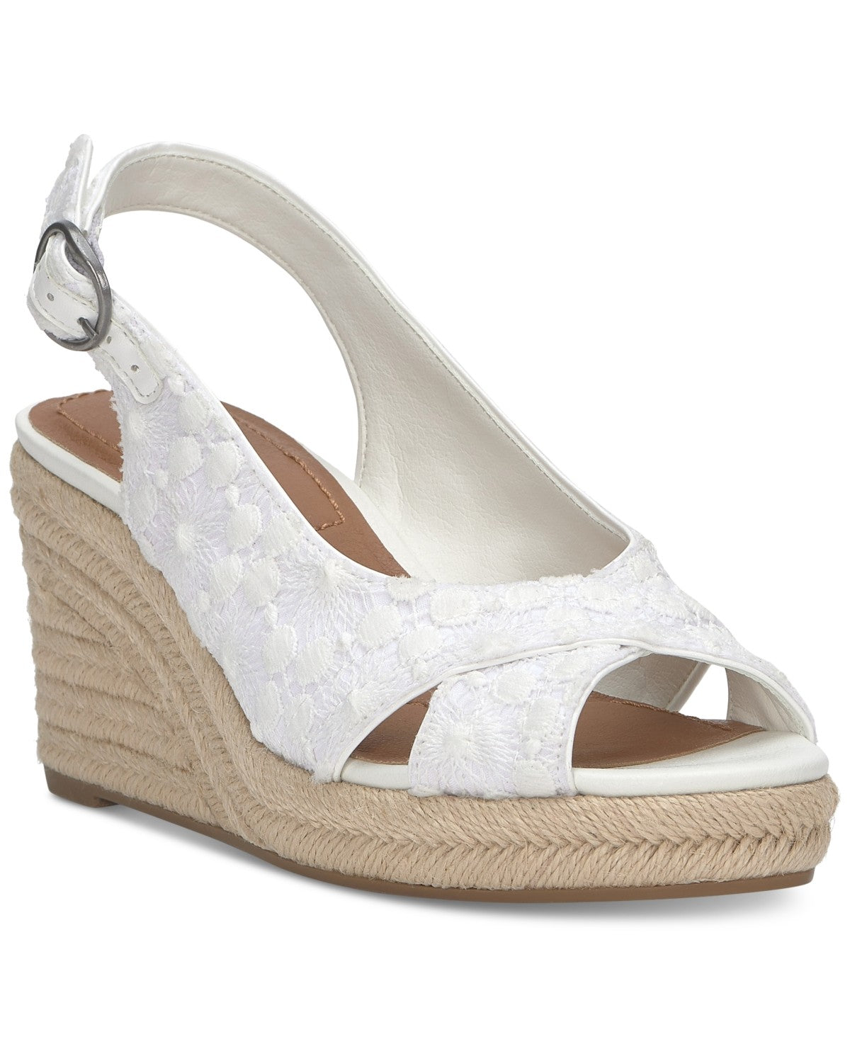 Lucky Brand Size 10 Cyrila Floral Slingback Peep-Toe Espadrille Wedge Sandals