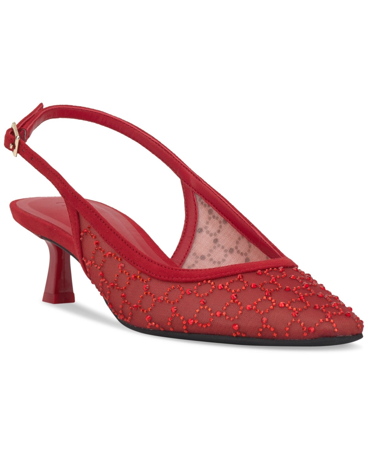 I.N.C. International Concepts Womens Gemini Mid-Heel Sling Red Bling Mesh 7M
