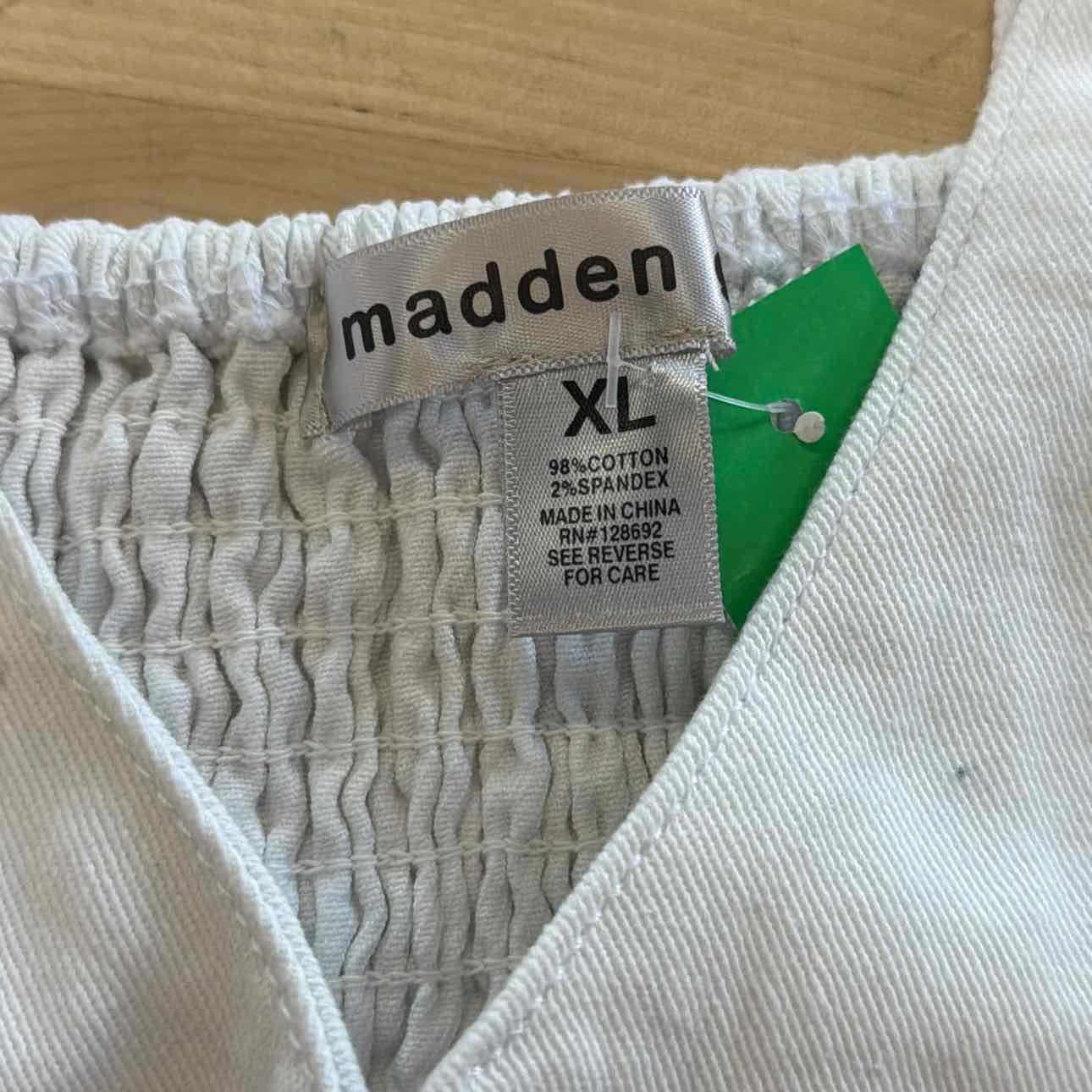 Madden Girl Juniors' Denim Hook-Front Corset Top - White