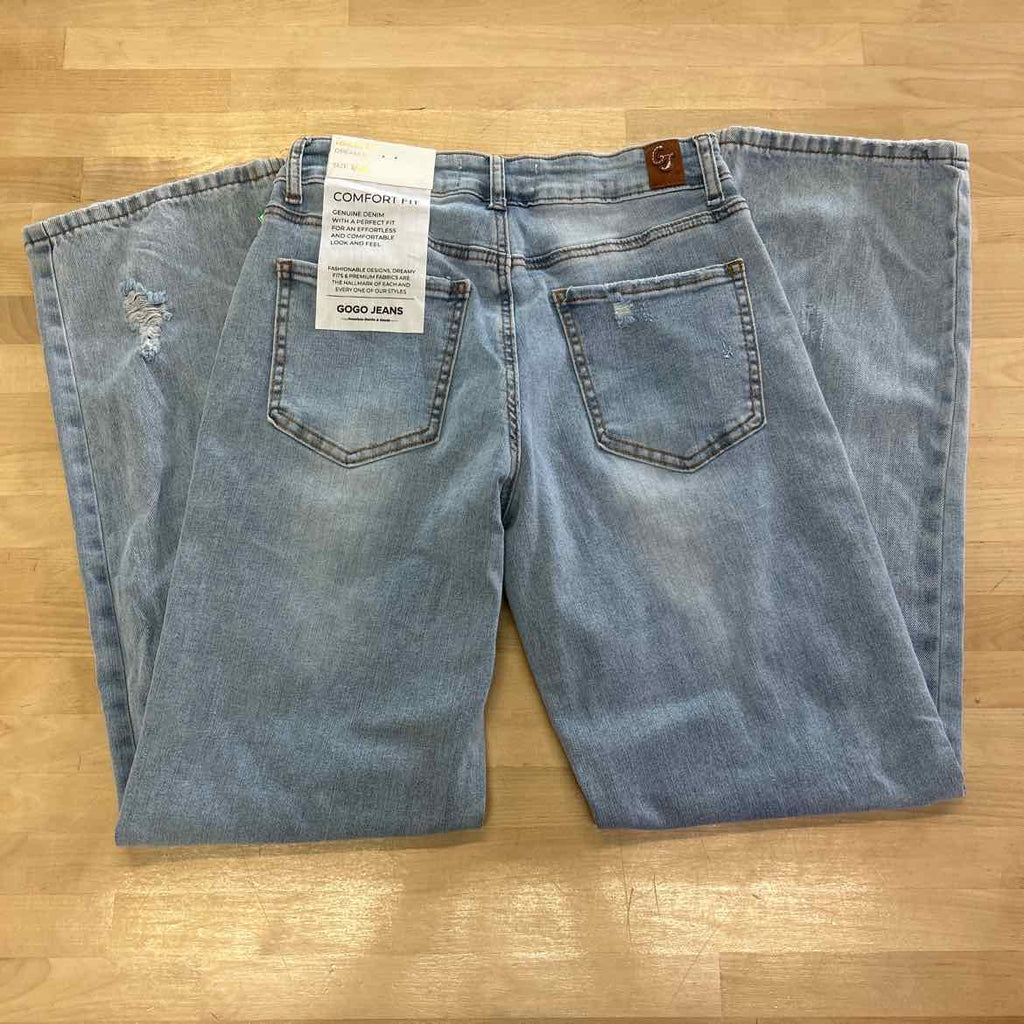 Gogo Jeans Juniors' Destructed Dream Fit Wide-Leg Denim Jeans - Light Wash - 1