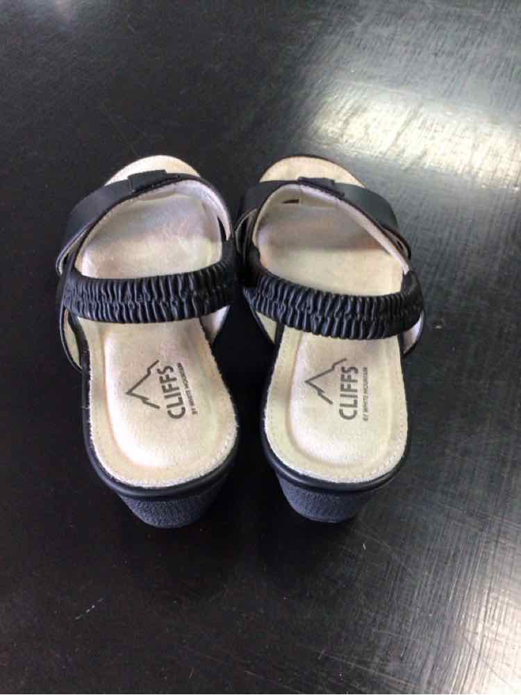 Cliffs Shoe Size 7.5 Black Candea Slingback Wedge Sandals