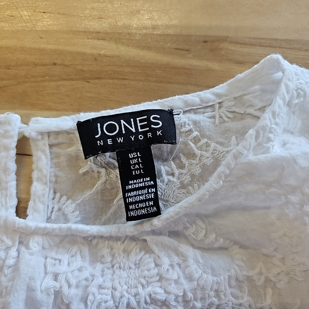 Jones New York Size L White Preloved Blouse