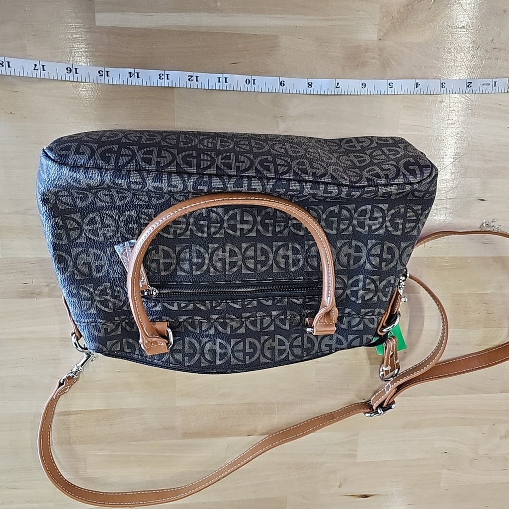 Giani Bernini Block Signature Mini Satchel - Brown Signature/Silver