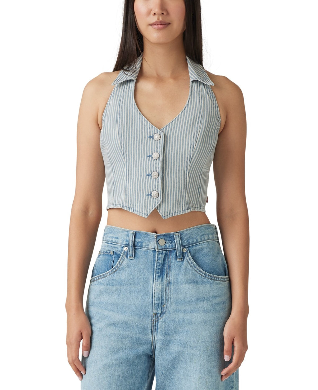 Levi's Size XXL Bria Cotton Denim Corset Cropped Top
