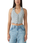 Levi's Size S Bria Cotton Denim Corset Cropped Top
