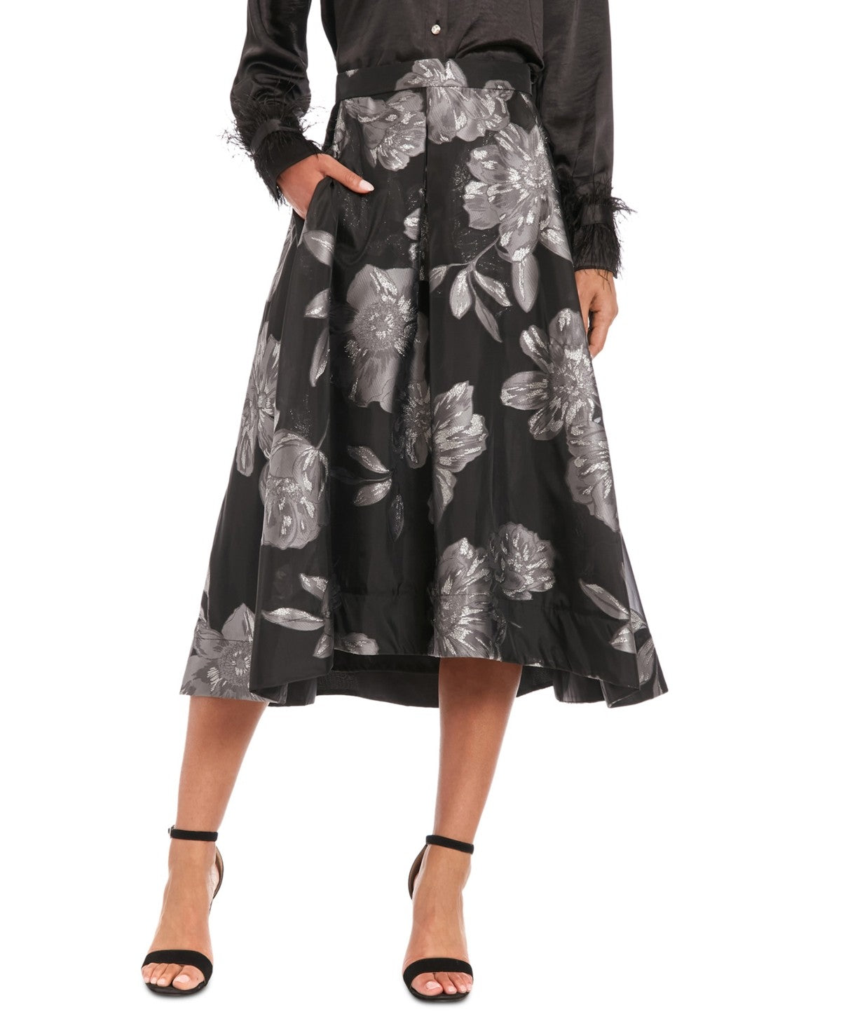 Muse Women's Pleated Organza Zip-Back MIDI Skirt