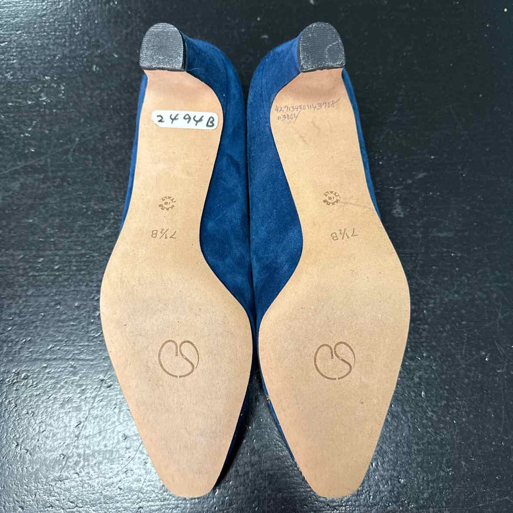St. John Size 7.5 Blue Suede New Heels