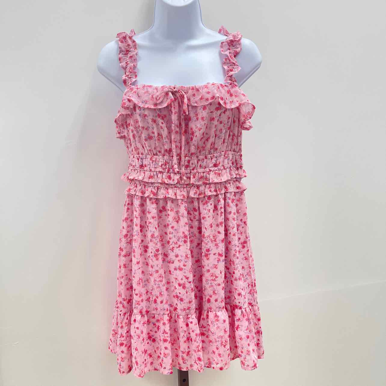 kingston grey Size L Square-Neck Ruffle-Strap Mini Dress - Tender Touch Ditsy