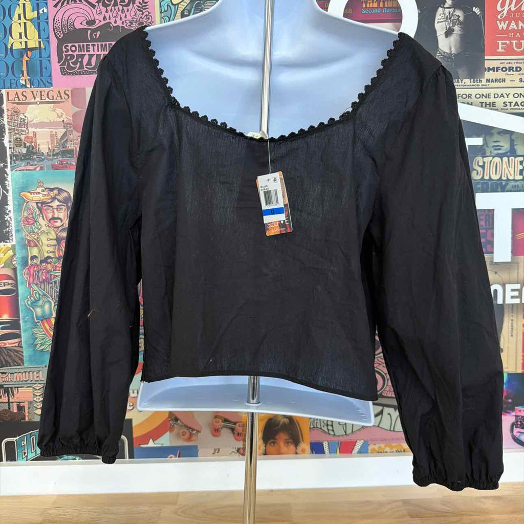 Self E Size XL Tie-Front Eyelet Top