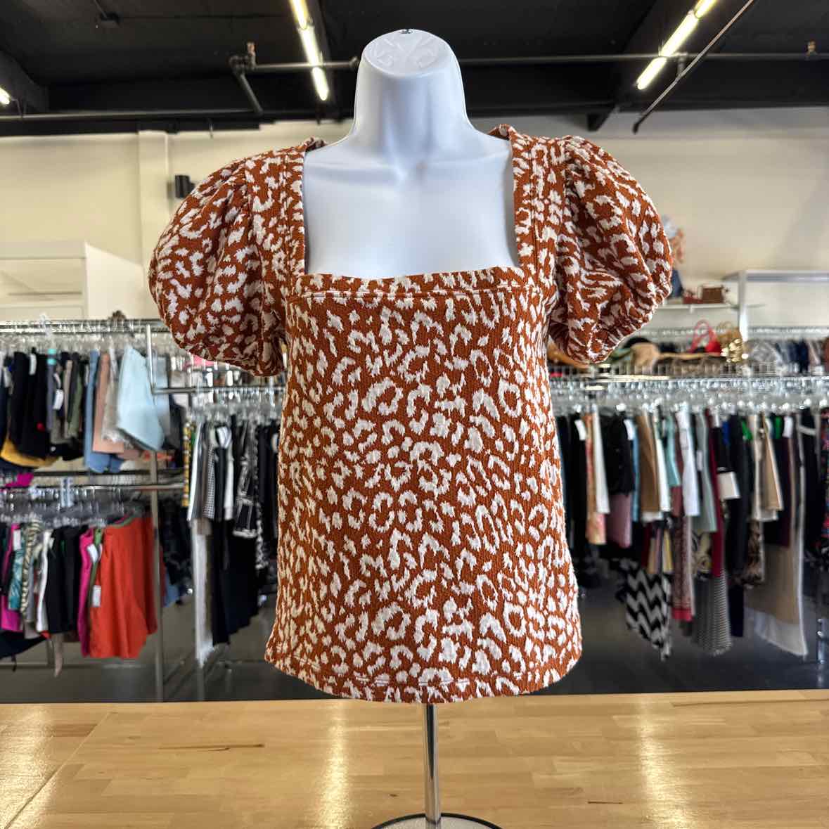 Free People Size S Orange & White Blouse