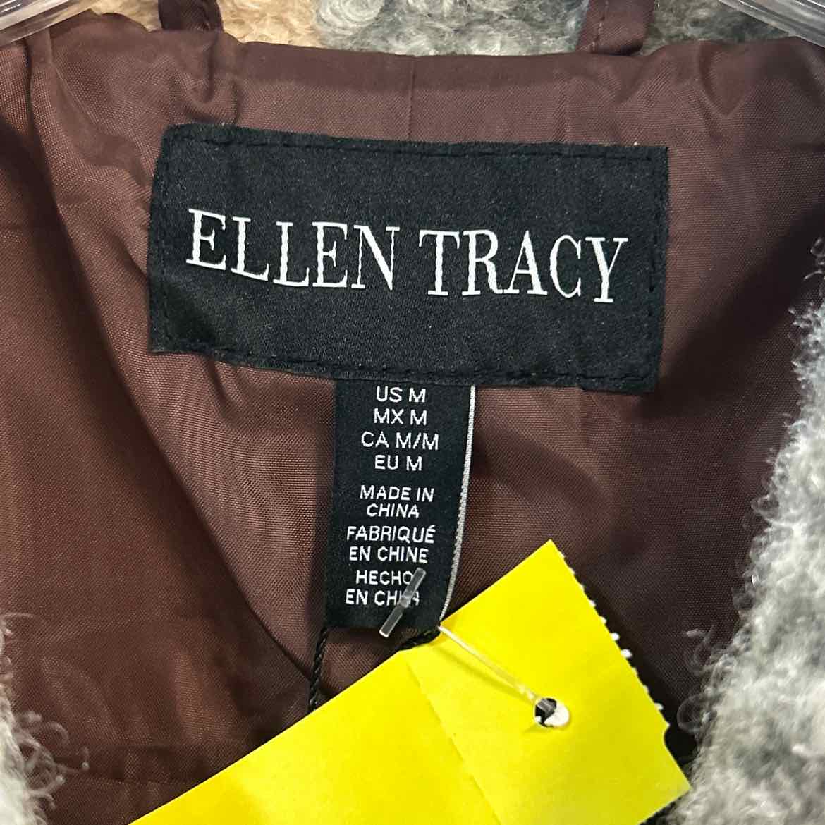 Ellen Tracy Size M Beige Green Knit New Coat