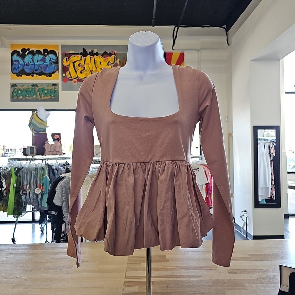 Steve Madden Women's Avielle Long-Sleeve Peplum Top - Ash Rose