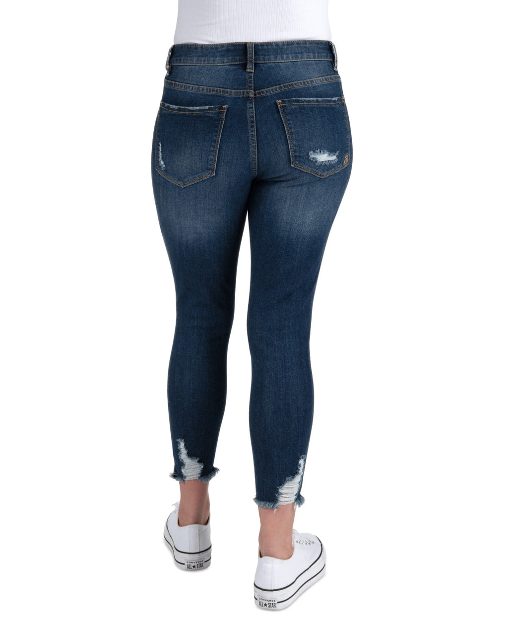 Indigo Rein Juniors' Mid-Rise Distress Curvy Jeans