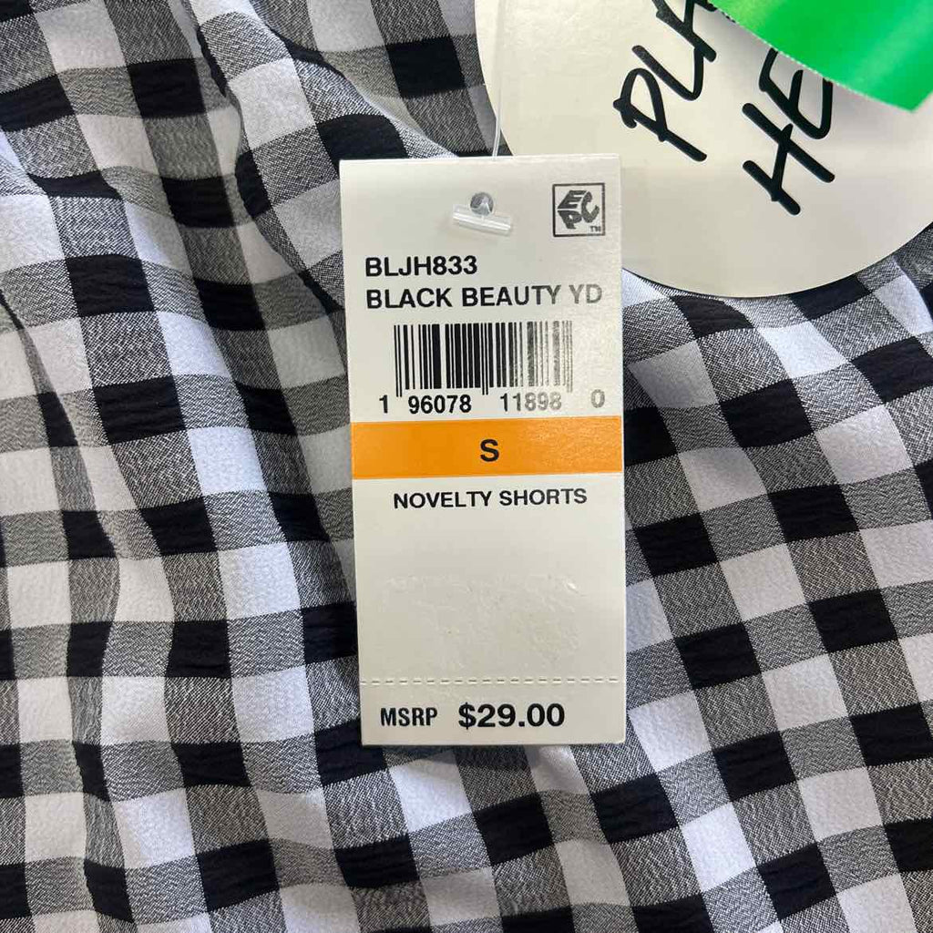 Planet Heart Juniors' Gingham Boxer Shorts - Black Beauty - S