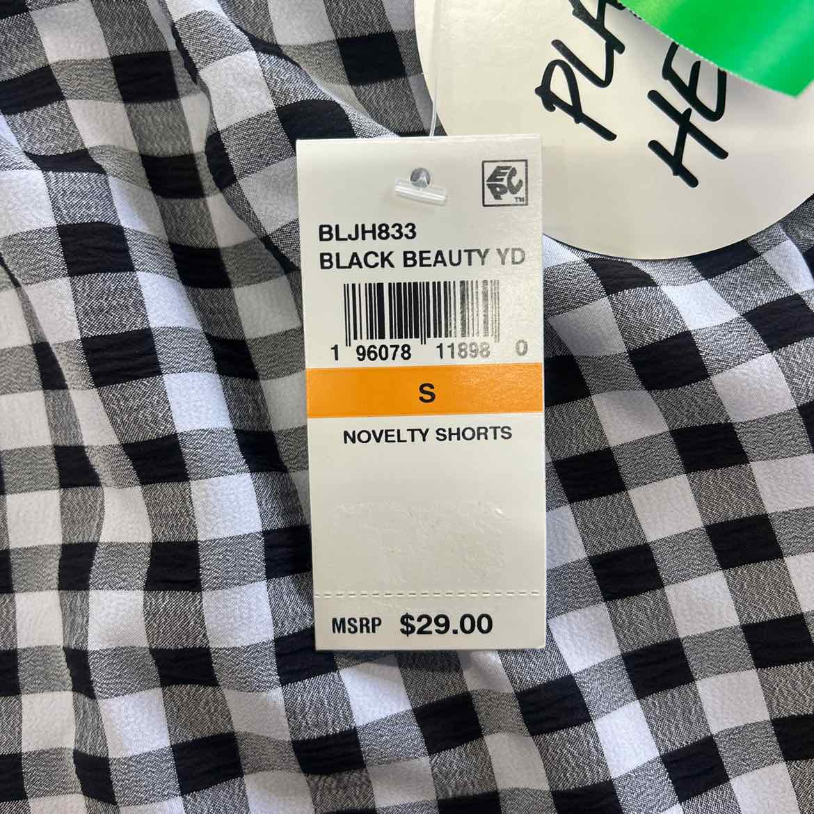 Planet Heart Juniors' Gingham Boxer Shorts - Black Beauty - S