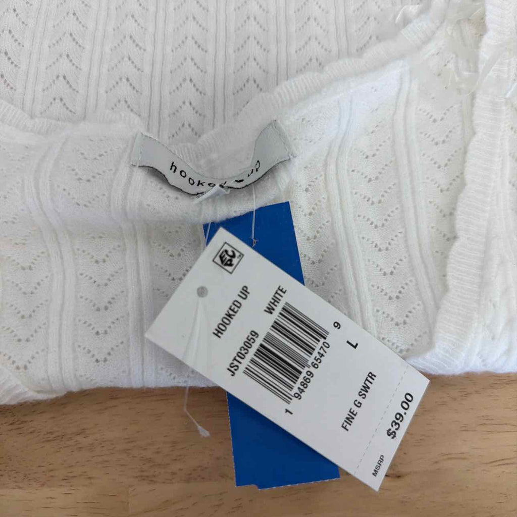 hooked up Size L Pointelle V-Neck Long-Sleeve Sweater