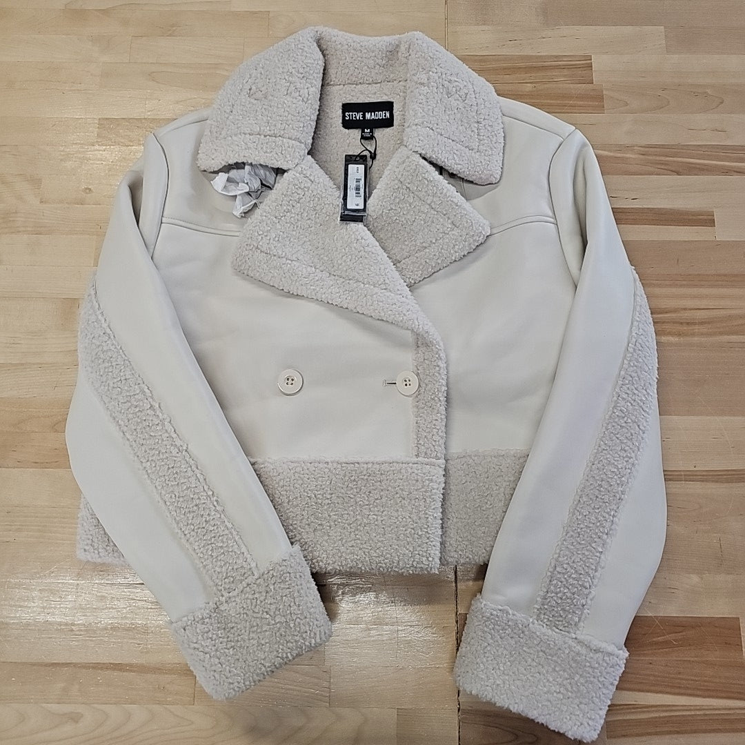Steve Madden Women's Athen Faux-Shearling Aviator Jacket