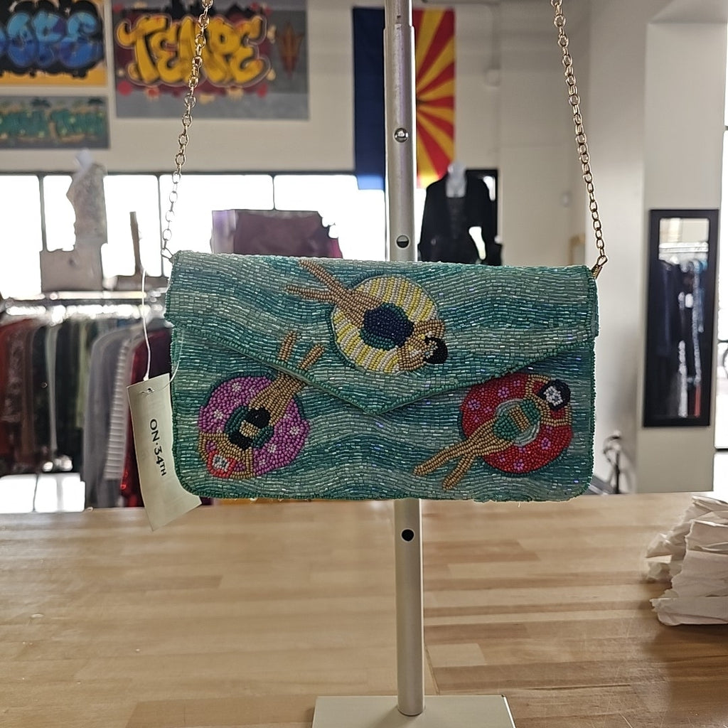 On 34th Hand Beaded Envelope Clutch