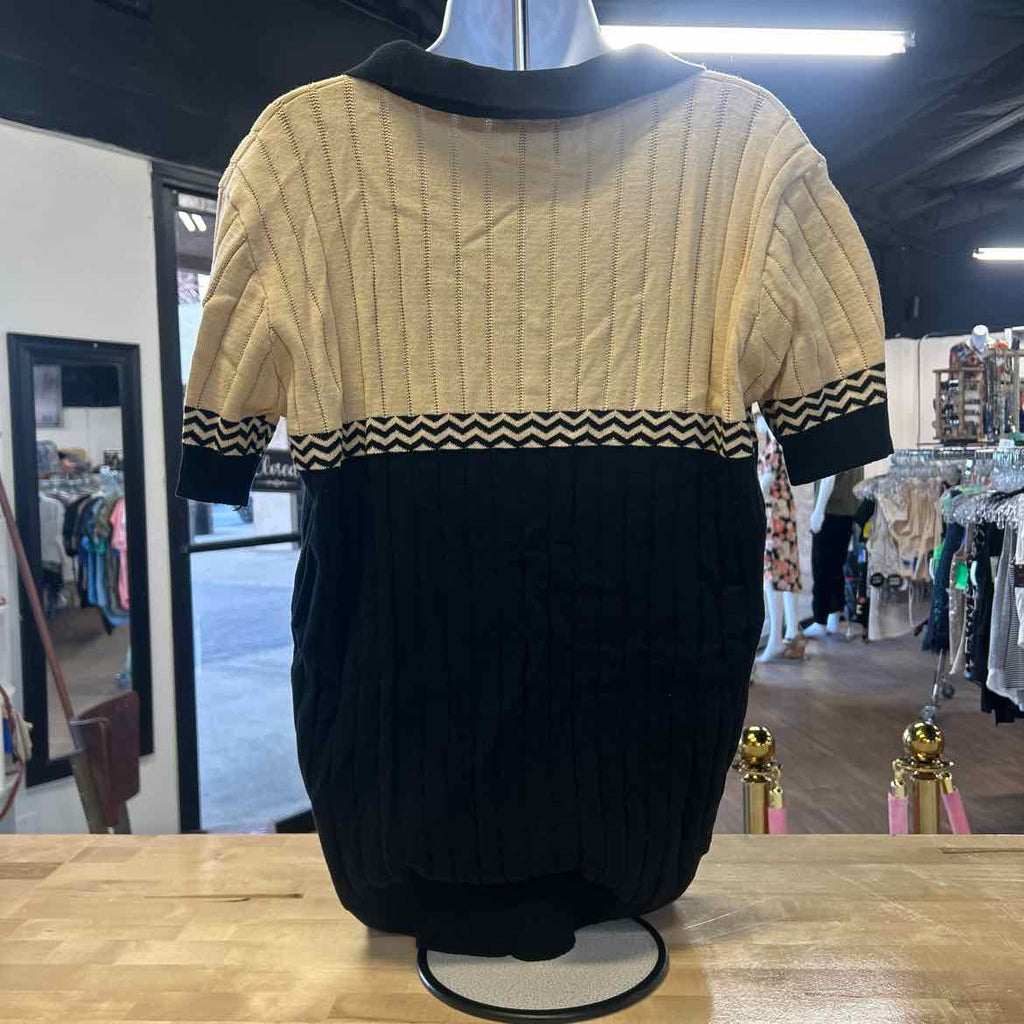Oxknit Size XL Black Tan New Cardigan