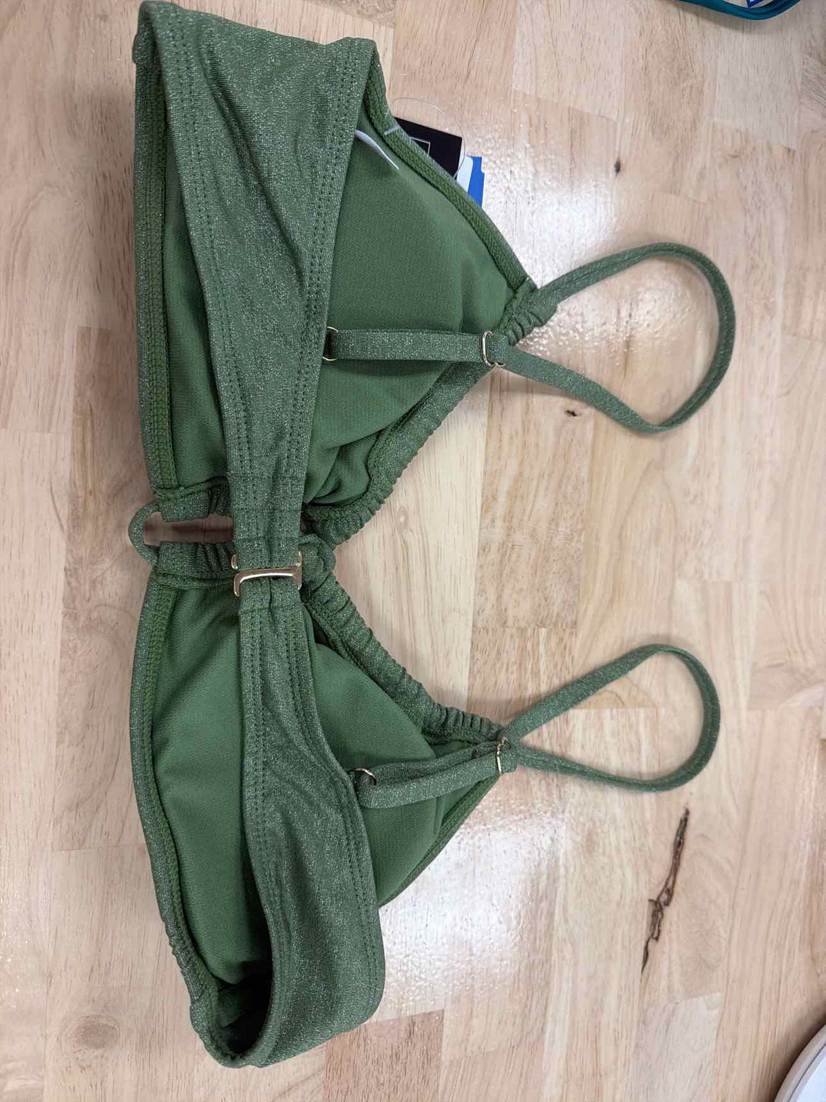 Salt + Cove Size L Solid Lurex Twist-Front Bralette Bikini