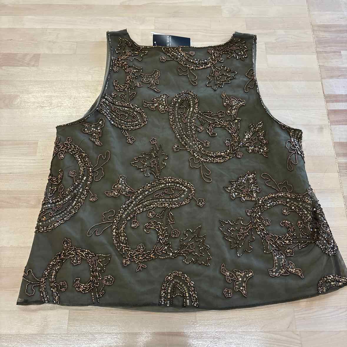 Ralph Lauren Size 16 Green Beaded Tank