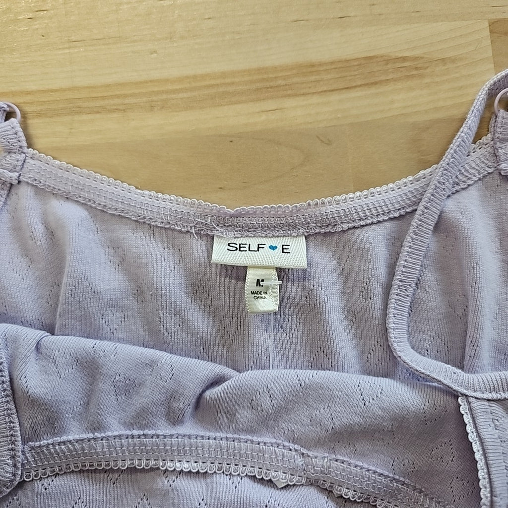 Self Esteem Juniors' Pointelle Cropped Tank Top Cami - Lavender Haze