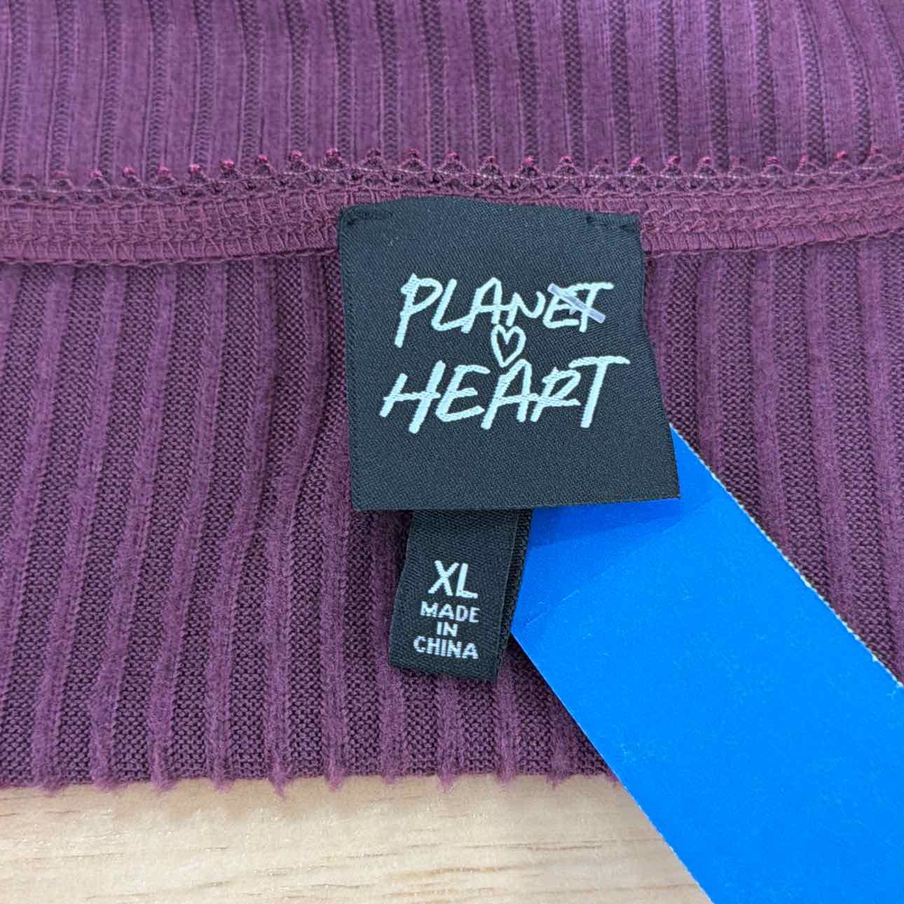 Planet Heart Size XL Surplice-Neck Ribbed Long Sleeve Top