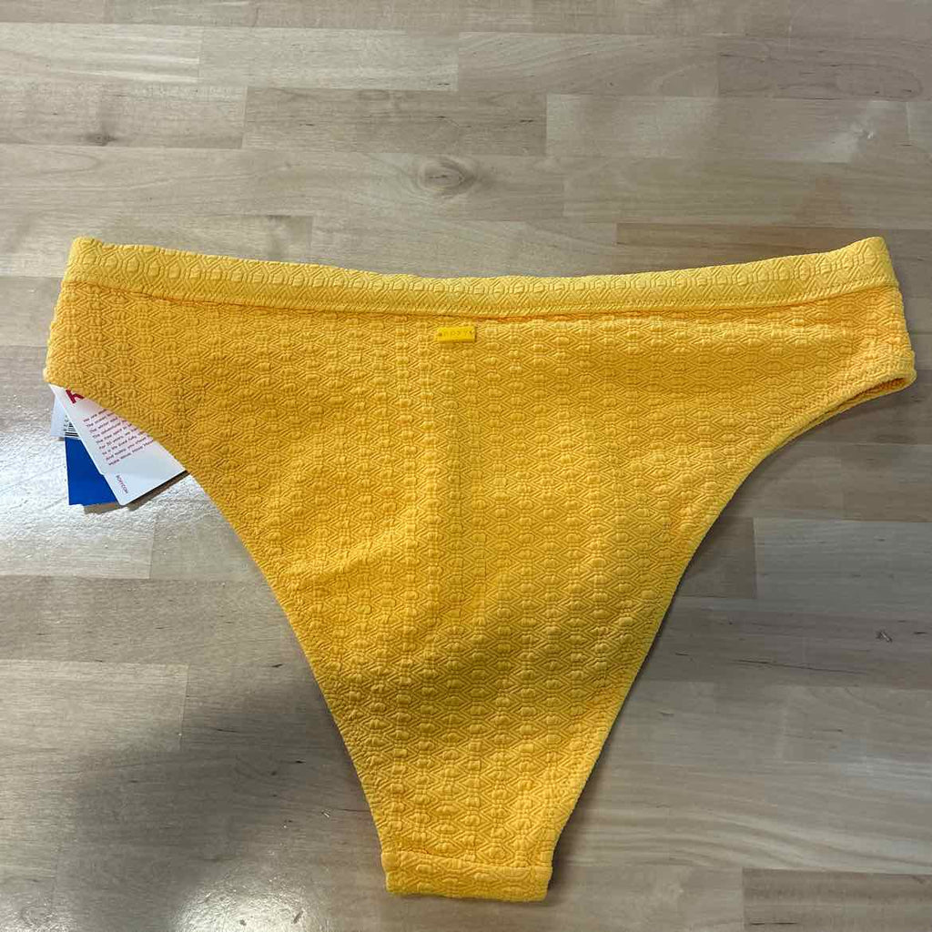 Roxy Size XL Juniors' Haleiwa Banded High-Waist Bikini Bottoms - Yellow
