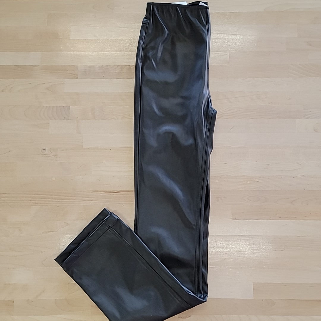 TINSELTOWN Size XS Black Faux Leather High Rise Casual Trouser Jeans NWT