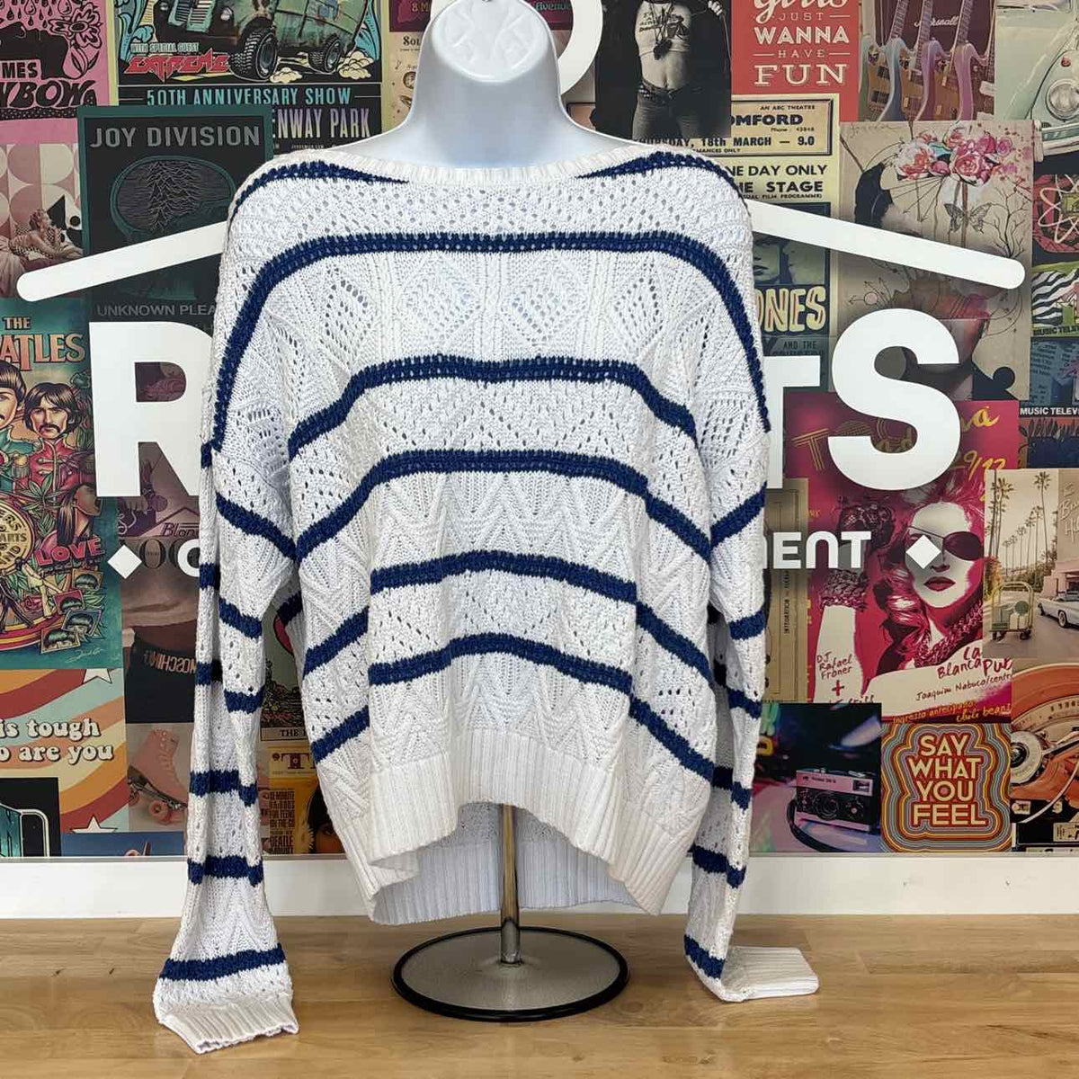 Lauren Ralph Lauren Women's Striped Pointelle Cotton-Blend Sweater
