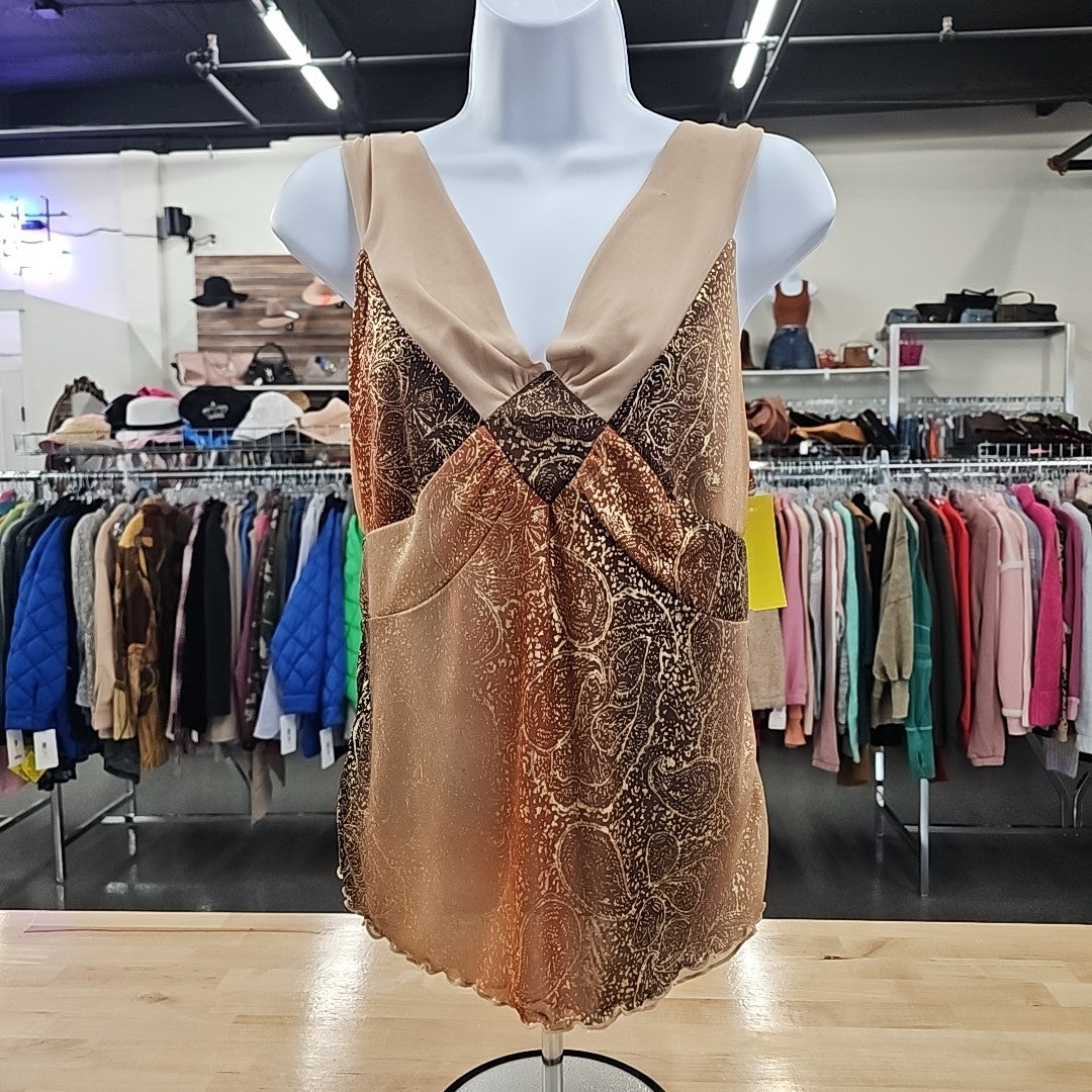 Cato Size M Beige Mesh Sleeveless