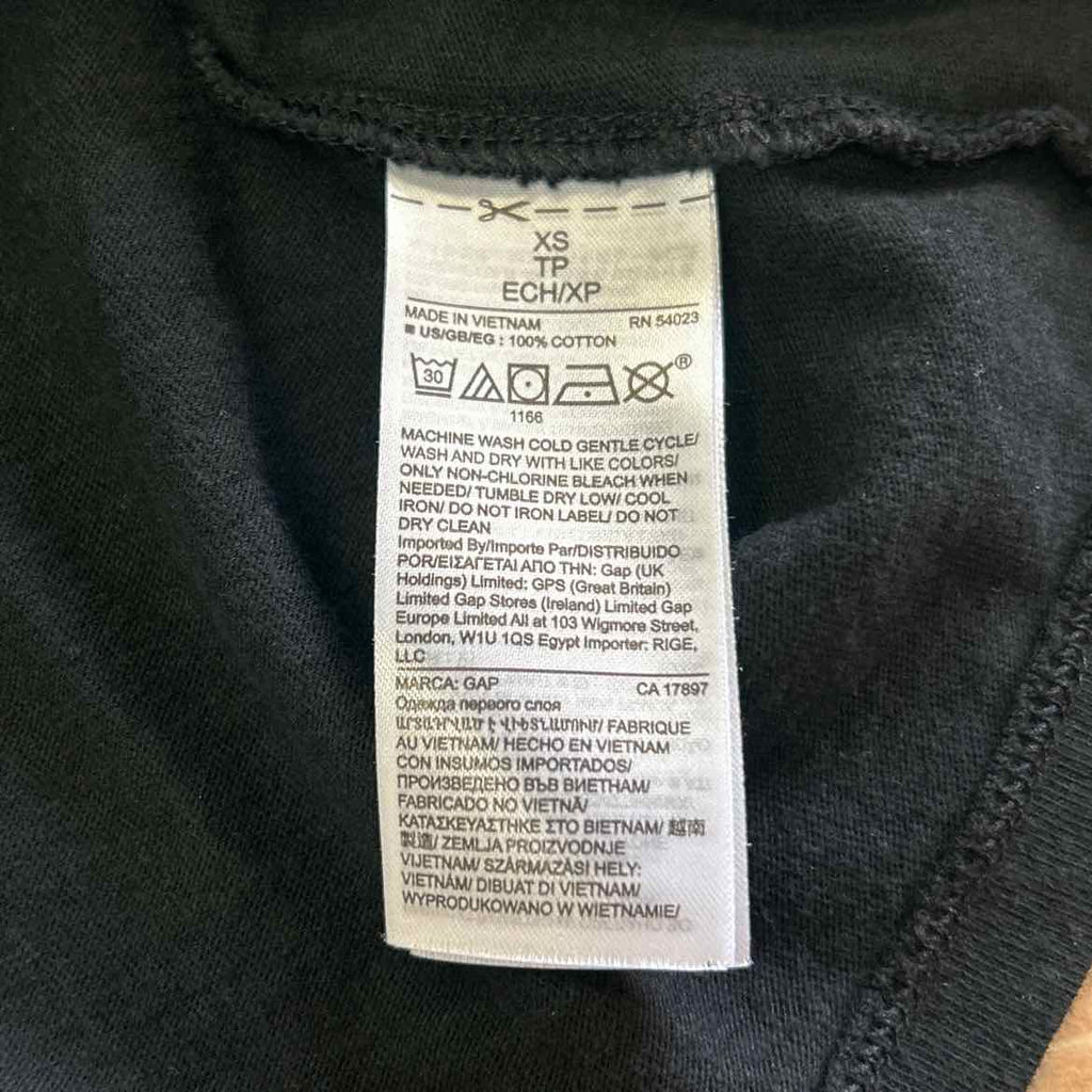 Gap Size XS Black Cotton New T-Shirt SS