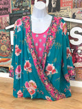 Tolani Size M teal & pink Shirt