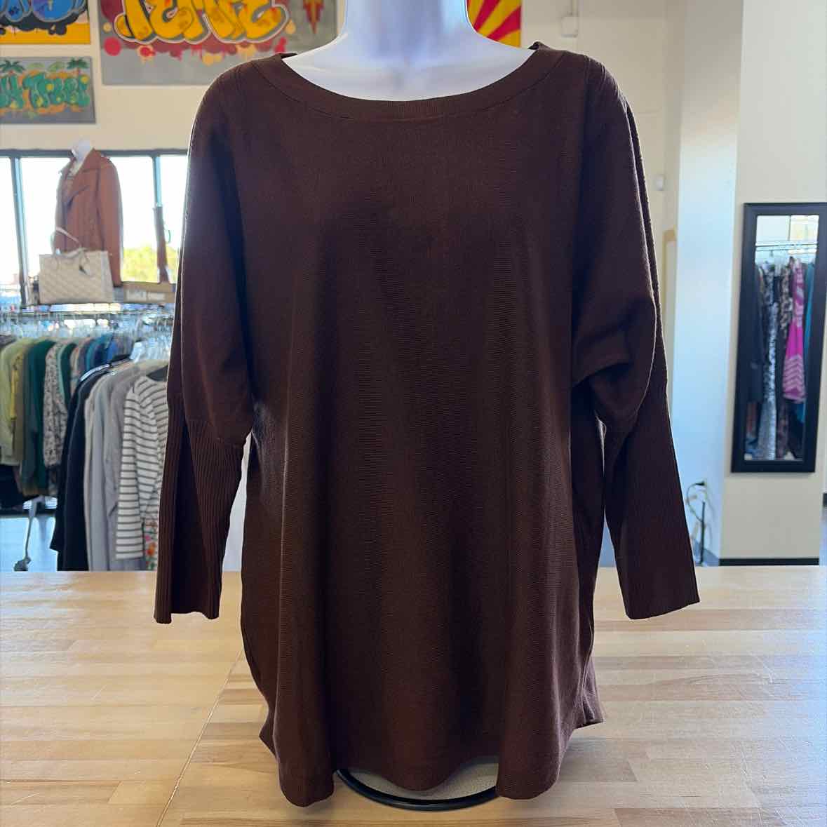 Melissa Paige Women's Boatneck Button-Back Dolman-Sleeve Sweater - Chicory Brown