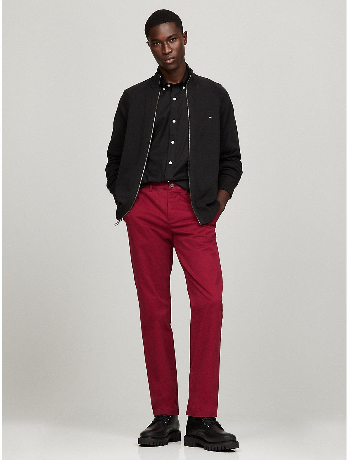 Tommy Hilfiger Men's Straight-Fit Denton Flex Chino Pants - Rouge