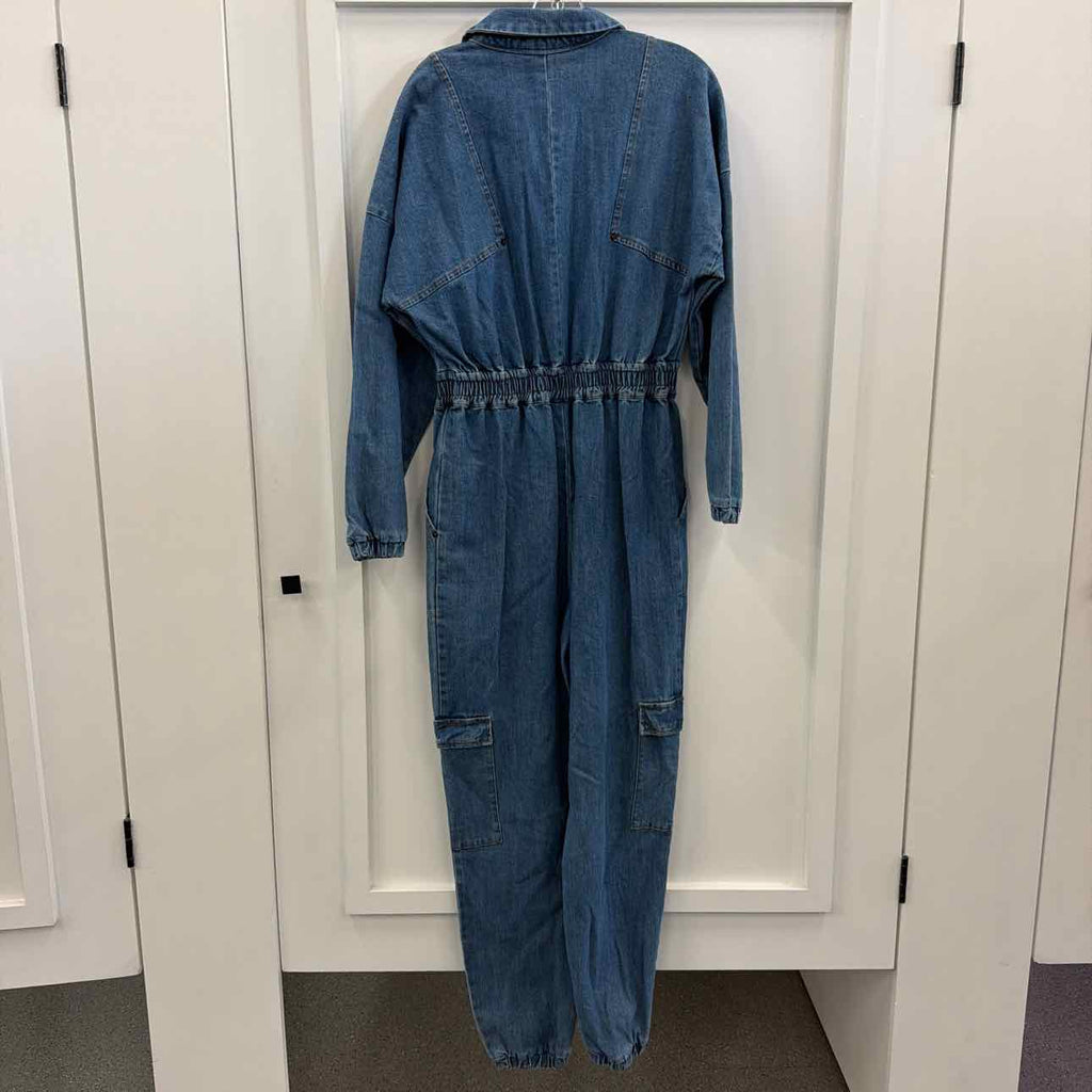 Steve Madden Women's Trista Denim Cargo Jumpsuit - Blue Denim