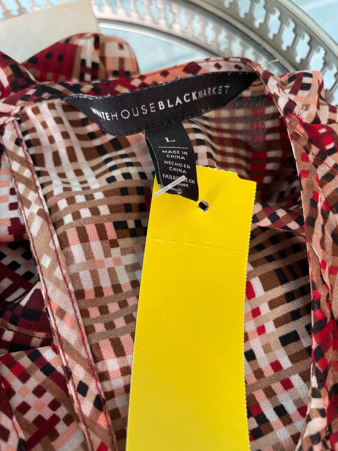 White House Black Market Size L Red & Brown Sleeveless