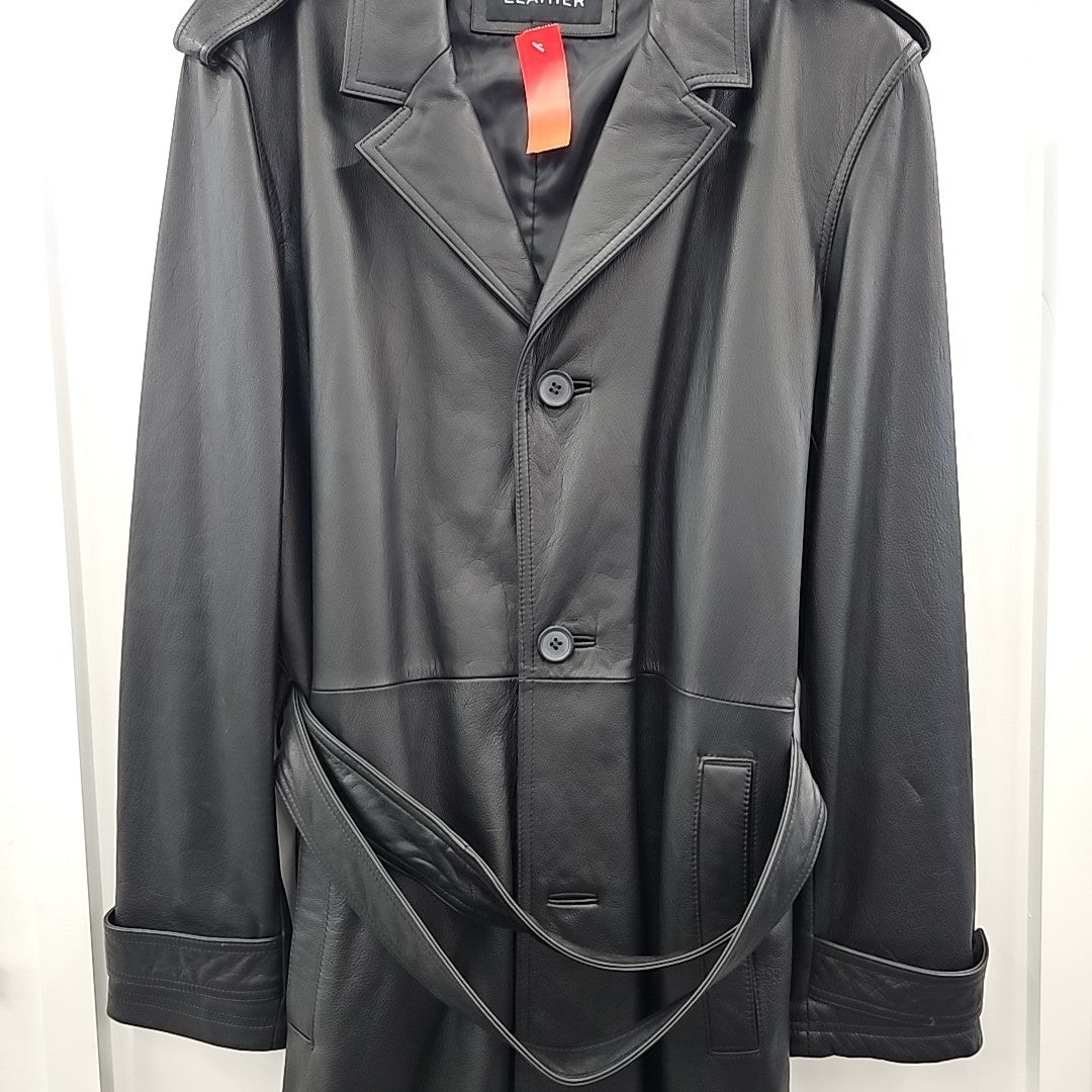Wilsons Leather Size XL Black Trenchcoat