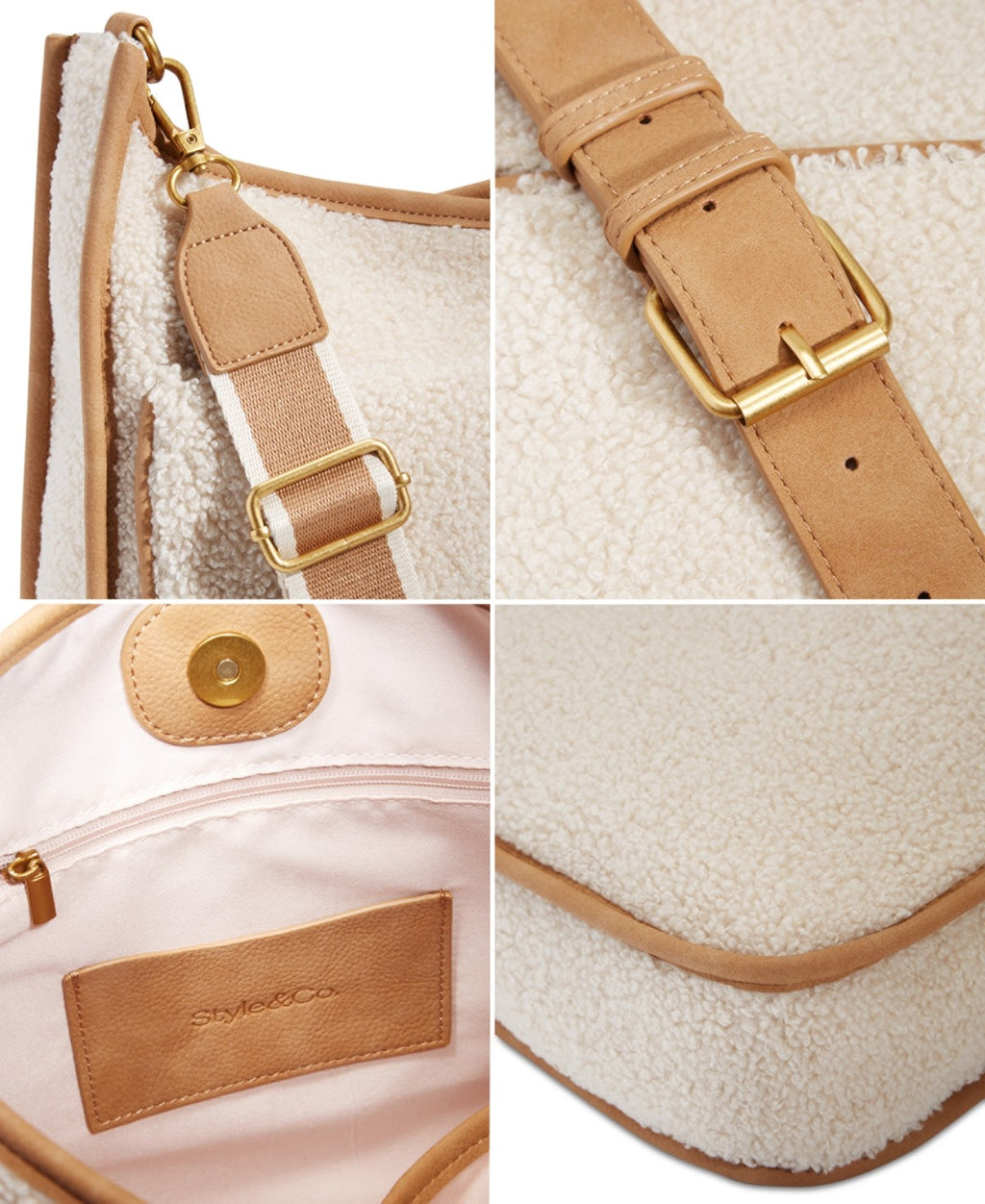 Style & Co Whipstitch Medium Crossbody - Sherpa