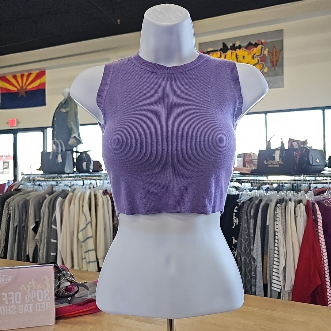 zara Size S Purple Crop Sleevless Sweater