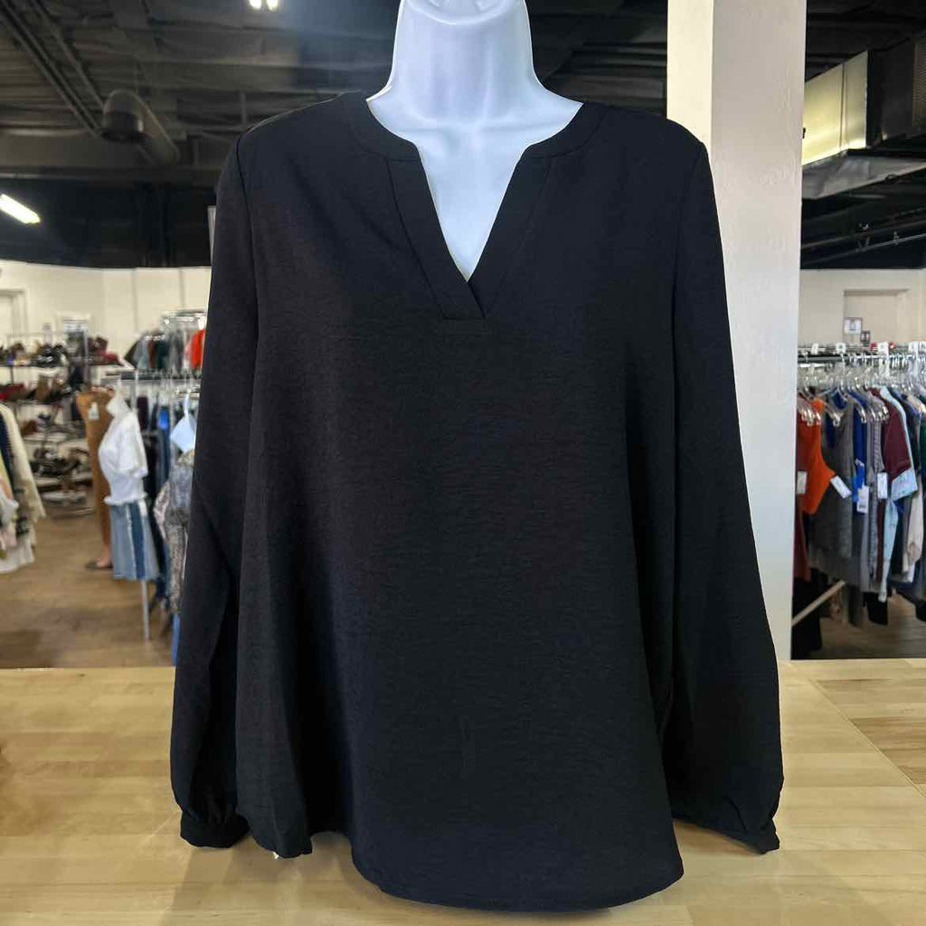 Adrianna Papell Size S Black Blouse LS