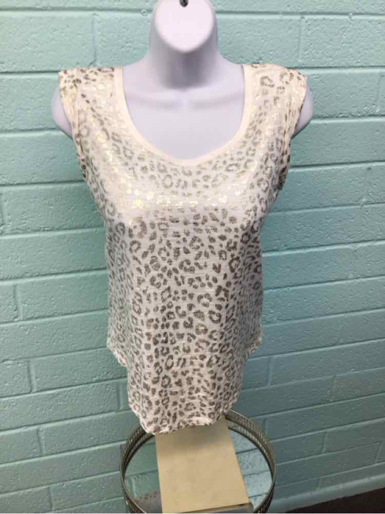 White House Black Market Size XXS Silver&White Tank