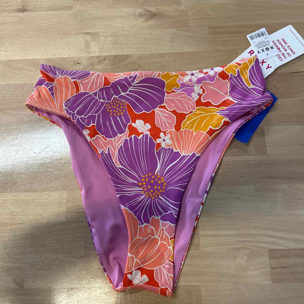 Roxy Size S Bell Bottom Blooms High Waist Bikini Bottoms